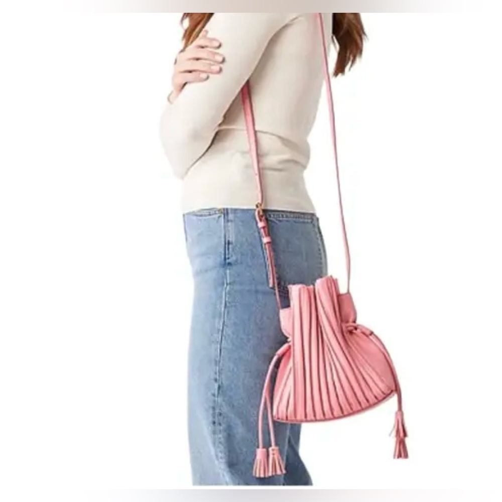 FOSSIL Rayna Pleated Drawstring Bubblegum Pink Crossbody Bag
